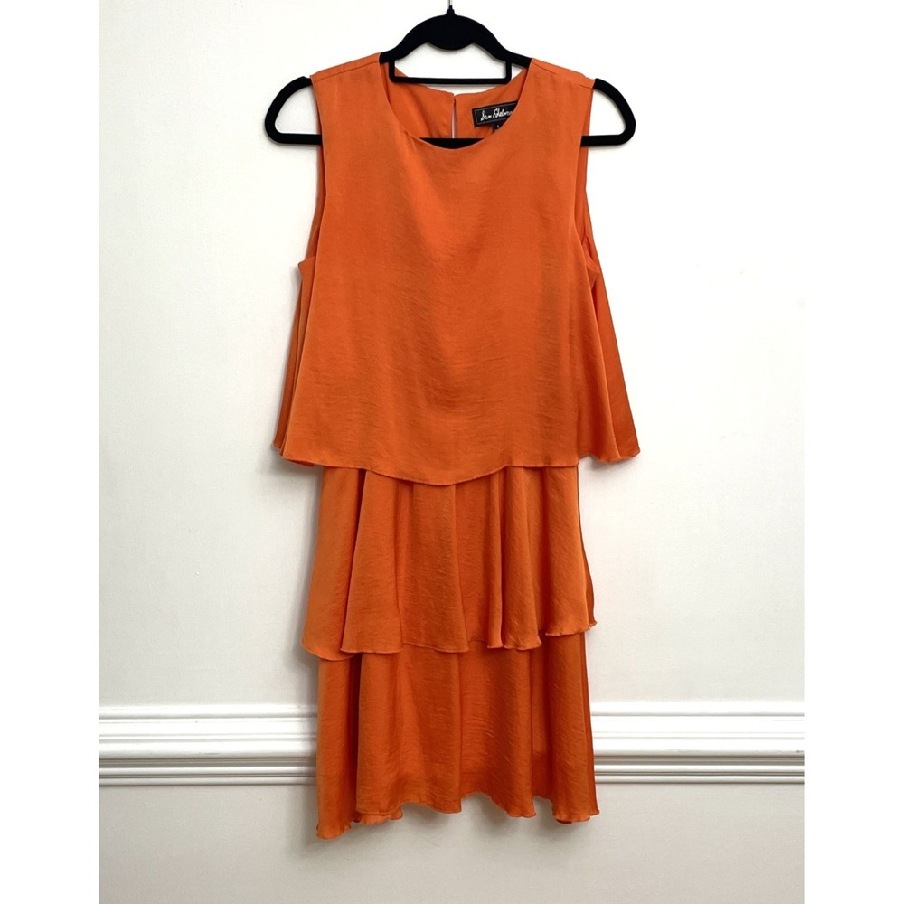 Sam Edelman Dress Sz 4 Sleeveless Layered Tiered Orange Occasion Wedding